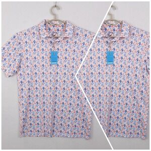 2 Proud 90 Golf Polo Men Large Performance Construction Print Usa Flag Americana